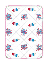 Load image into Gallery viewer, Star Pop Quilted mug rug machine embroidery design (4 sizes, envelope and turned styles included) DIGITAL DOWNLOAD