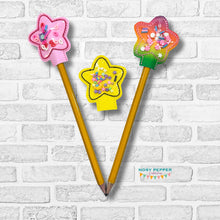 Load image into Gallery viewer, Star shaker pencil topper set machine embroidery design (single and multi included) DIGITAL DOWNLOAD