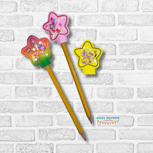 Load image into Gallery viewer, Star shaker pencil topper set machine embroidery design (single and multi included) DIGITAL DOWNLOAD