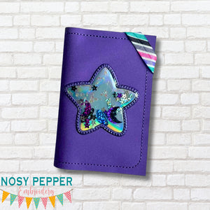 Star applique shaker Notebook Cover (2 sizes available) machine embroidery design DIGITAL DOWNLOAD