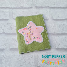 Load image into Gallery viewer, Star applique shaker Notebook Cover (2 sizes available) machine embroidery design DIGITAL DOWNLOAD