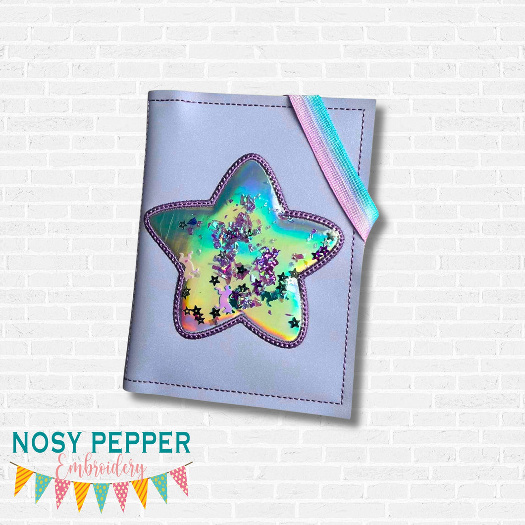 Star applique shaker Notebook Cover (2 sizes available) machine embroidery design DIGITAL DOWNLOAD