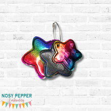 Load image into Gallery viewer, Star Puff Layered bag tag set (3 sizes and multi file included) machine embroidery design DIGITAL DOWNLOAD