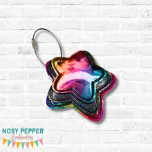 Load image into Gallery viewer, Star Puff Layered bag tag set (3 sizes and multi file included) machine embroidery design DIGITAL DOWNLOAD