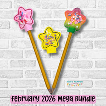 Load image into Gallery viewer, Star shaker pencil topper set machine embroidery design (single and multi included) DIGITAL DOWNLOAD