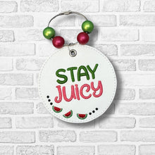 Load image into Gallery viewer, Stay Juicy bag tag/ornament/bookmark machine embroidery design DIGITAL DOWNLOAD