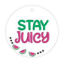 Load image into Gallery viewer, Stay Juicy bag tag/ornament/bookmark machine embroidery design DIGITAL DOWNLOAD