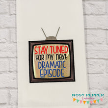 Load image into Gallery viewer, Stay Tuned applique machine embroidery design (4 sizes included) DIGITAL DOWNLOAD