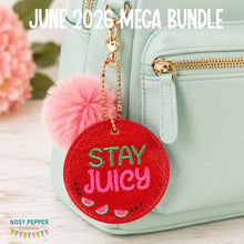 Load image into Gallery viewer, Stay Juicy bag tag/ornament/bookmark machine embroidery design DIGITAL DOWNLOAD