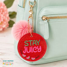 Load image into Gallery viewer, Stay Juicy bag tag/ornament/bookmark machine embroidery design DIGITAL DOWNLOAD