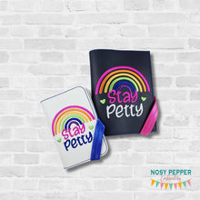 Load image into Gallery viewer, Stay Petty notebook cover 2 sizes available machine embroidery design DIGITAL DOWNLOAD