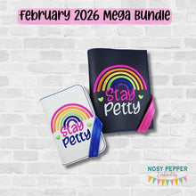 Load image into Gallery viewer, Stay Petty notebook cover 2 sizes available machine embroidery design DIGITAL DOWNLOAD