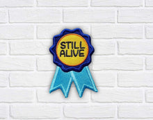 Load image into Gallery viewer, Still Alive patch (2 sizes included) machine embroidery design DIGITAL DOWNLOAD