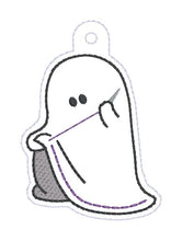Load image into Gallery viewer, Stitch Ghost snap tab and eyelet fob (single and multi files included) machine embroidery design DIGITAL DOWNLOAD
