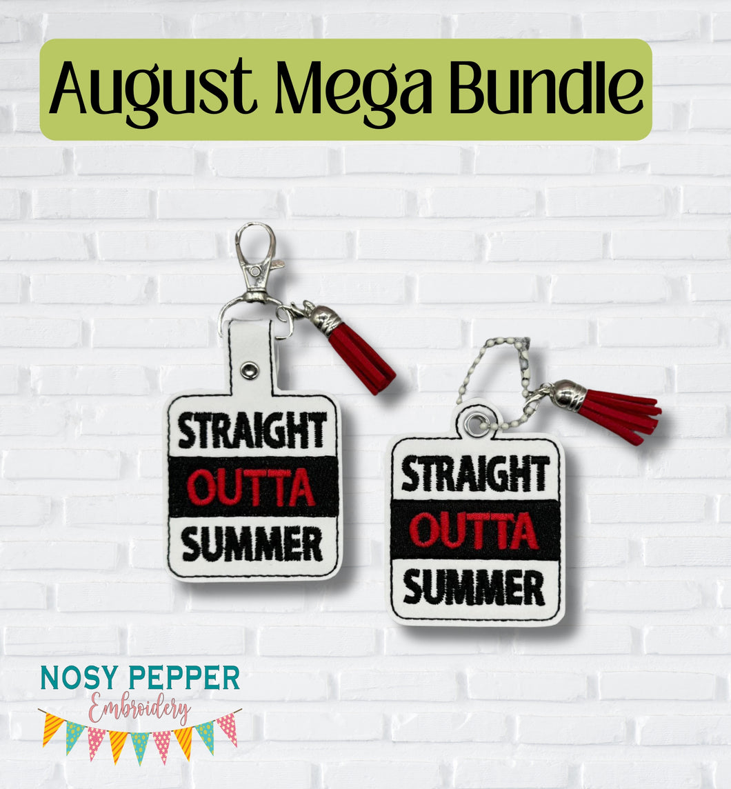 Straight Outta Summer snap tab and eyelet fob (single and multi files included) machine embroidery file