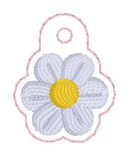 Load image into Gallery viewer, Strawberry Flower snap tab and eyelet fob set with charm (single and multi files included) machine embroidery design DIGITAL DOWNLOAD