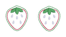 Load image into Gallery viewer, Strawberry ITH earrings July 2024 Patreon Bundle machine embroidery design DIGITAL DOWNLOAD