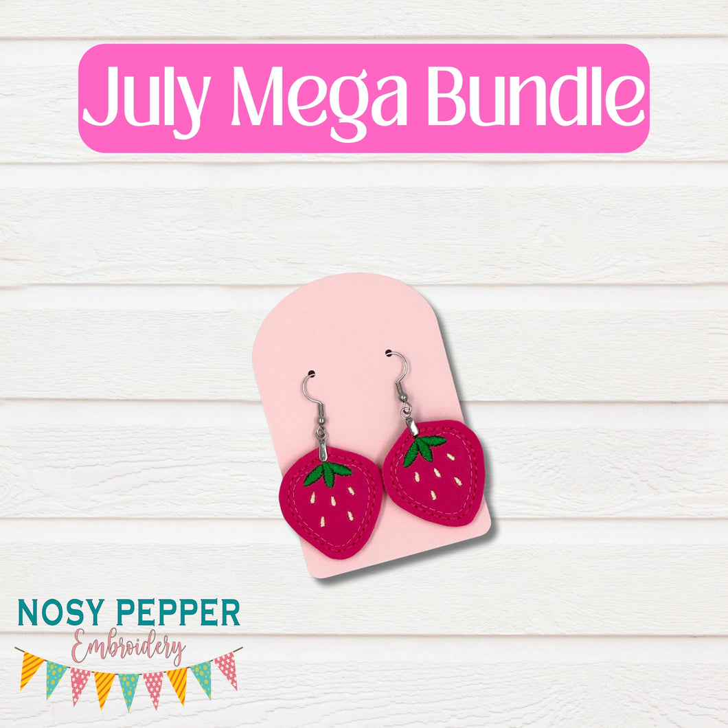 Strawberry ITH earrings July 2024 Patreon Bundle machine embroidery design DIGITAL DOWNLOAD