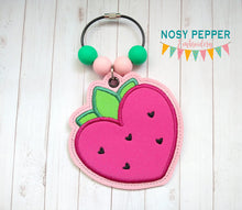 Load image into Gallery viewer, Strawberry Heart bookmark/ornament/bag tag 2024 SKILL BUILDER BUNDLE machine embroidery design DIGITAL DOWNLOAD