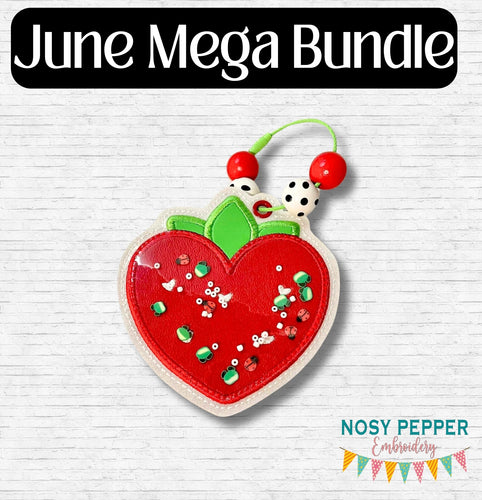 Strawberry Heart applique shaker bookmark/ornament/bag tag machine embroidery design DIGITAL DOWNLOAD