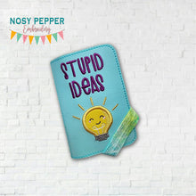 Load image into Gallery viewer, Stupid Ideas notebook cover (2 sizes available) machine embroidery design DIGITAL DOWNLOAD