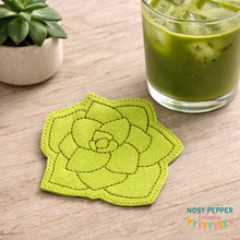Load image into Gallery viewer, Succulent Coaster machine embroidery design DIGITAL DOWNLOAD
