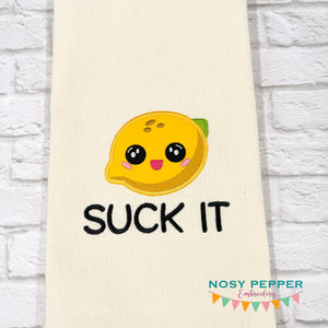 Suck It Lemon applique machine embroidery design (5 sizes included) DIGITAL DOWNLOAD
