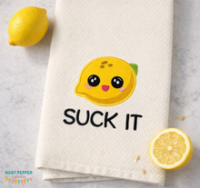 Load image into Gallery viewer, Suck It Lemon applique machine embroidery design (5 sizes included) DIGITAL DOWNLOAD