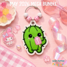 Load image into Gallery viewer, Summer Cactus applique bag tag/ornament/bookmark machine embroidery design DIGITAL DOWNLOAD