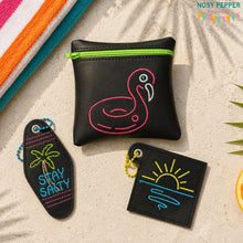 Load image into Gallery viewer, Retro Neon Summer Collection (ITH bag w 5 sizes, lotion case, and key fob included) machine embroidery design DIGITAL DOWNLOAD