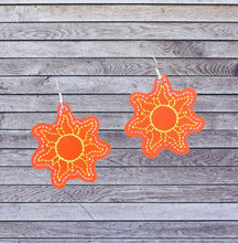 Load image into Gallery viewer, Sun ITH earrings machine embroidery design DIGITAL DOWNLOAD (Copy)