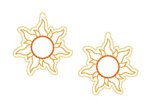 Load image into Gallery viewer, Sun ITH earrings machine embroidery design DIGITAL DOWNLOAD (Copy)