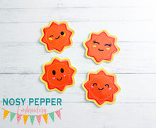 Load image into Gallery viewer, Sun applique coaster set design machine embroidery design (4 designs included) DIGITAL DOWNLOAD