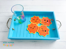 Load image into Gallery viewer, Sun applique coaster set design machine embroidery design (4 designs included) DIGITAL DOWNLOAD