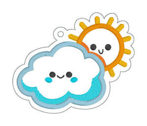 Sun Cloud applique bookmark/ornament/bag tag machine embroidery design DIGITAL DOWNLOAD