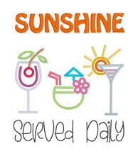 Load image into Gallery viewer, Sunshine Served Daily applique machine embroidery design (4 sizes included) DIGITAL DOWNLOAD