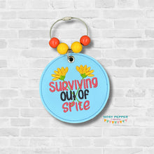 Load image into Gallery viewer, Surviving Out Of Spite bag tag/ornament/bookmark machine embroidery design DIGITAL DOWNLOAD
