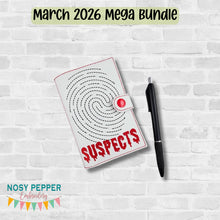 Load image into Gallery viewer, Suspects top load notebook cover machine embroidery design DIGITAL DOWNLOAD