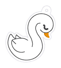 Load image into Gallery viewer, Swan bag tag/ornament/bookmark machine embroidery design DIGITAL DOWNLOAD