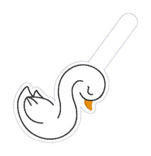 Load image into Gallery viewer, Swan snap tab and eyelet fob set (single and multi files included) machine embroidery design DIGITAL DOWNLOAD