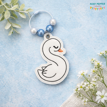 Load image into Gallery viewer, Swan bag tag/ornament/bookmark machine embroidery design DIGITAL DOWNLOAD