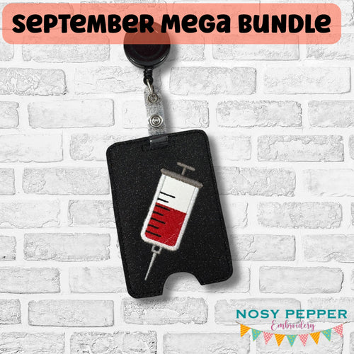 Syringe badge reel case machine embroidery design DIGITAL DOWNLOAD