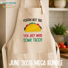 Load image into Gallery viewer, Sad Tacos applique machine embroidery design (4 sizes included) DIGITAL DOWNLOAD