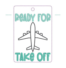 Load image into Gallery viewer, Ready For Takeoff luggage tag set machine embroidery design DIGITAL DOWNLOAD