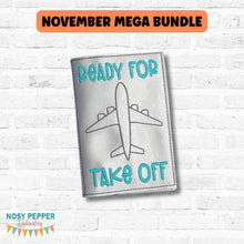 Load image into Gallery viewer, Take Off passport cover machine embroidery design DIGITAL DOWNLOAD