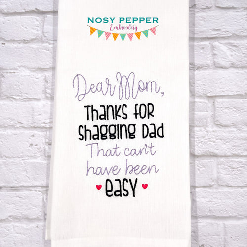 Thanks For Shagging (4 sizes and US & UK versions included) machine embroidery design  DIGITAL DOWNLOAD