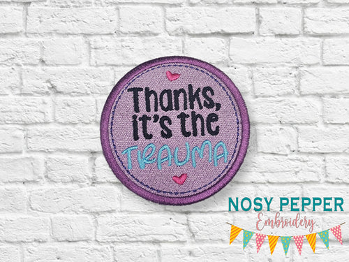 Thanks Trama patch machine embroidery design (2 sizes included) DIGITAL DOWNLOAD