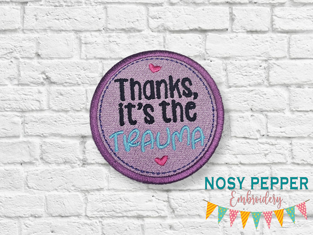 Thanks Trama patch machine embroidery design (2 sizes included) DIGITAL DOWNLOAD