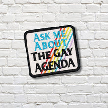 Load image into Gallery viewer, The Gay Agenda patch (2 sizes included) machine embroidery design DIGITAL DOWNLOAD