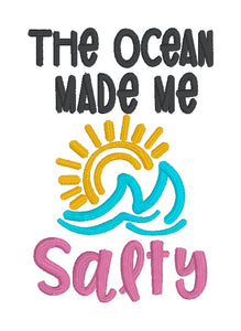 The Ocean Made Me Salty machine embroidery design (5 sizes included) DIGITAL DOWNLOAD